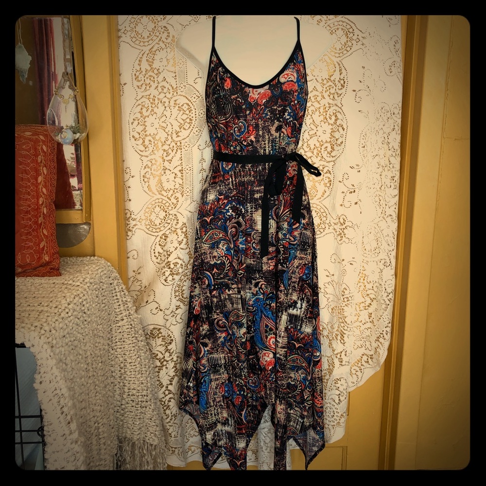 Pyramid Collection long midi handkerchief dress